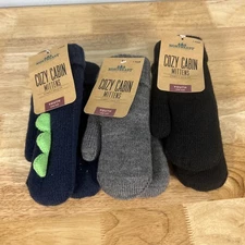 Cozy Cabin Youth Unisex Mittens Gray Black Blue Green Tail OSFA Lot Of 3