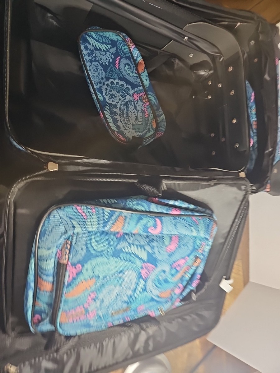 Tag Ridgefield Blue Paisley Luggage shoulder bag attaches suitcase