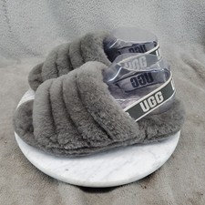 UGG Shoes Womens Size 8 Fluff Yeah Gray Leather Slingback Slipper Sandals Read 