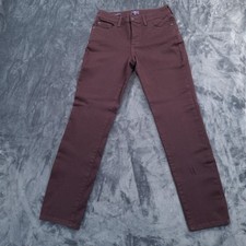 NYDJ Pants Womens 8 Maroon Alina Legging Skinny Stretch Jeans Made in USA