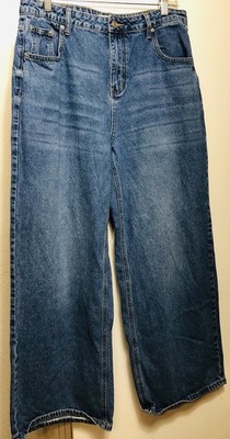 HDLTE Classic Blue Jean Wide-Leg High Rise Women Jeans XL (14/16) Pre-Shrunk