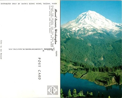 Mount Rainier Washington Postcard - Scenic View of Mountain ~ Lake