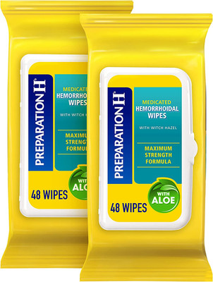 Hemorrhoid Flushable Wipes with Witch Hazel for Skin Irritation Relief - 96 Coun