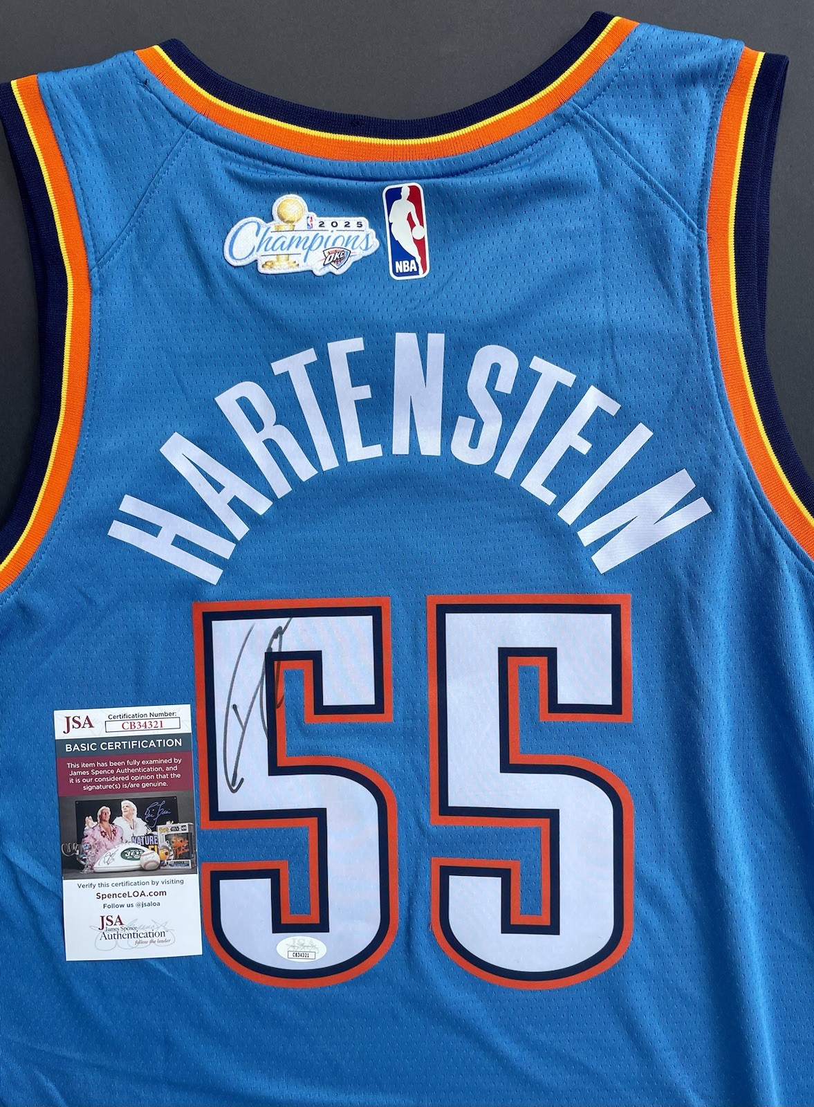 Isaiah Hartenstein Autographed Signed Oklahoma City Thunder Finals Jersey JSA 