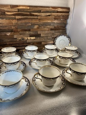 Set of 10 Paragon China Teacup Cup & Saucer Sets Pattern 4858 Blue Gold White