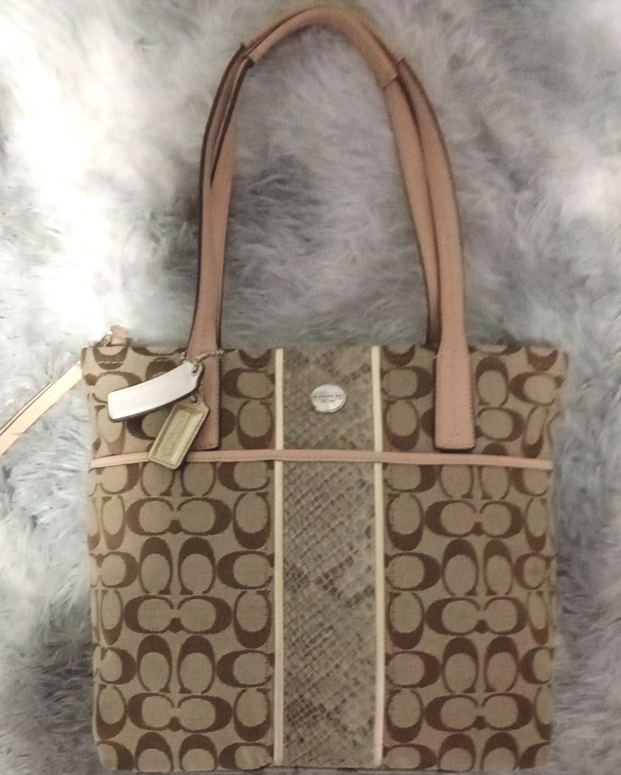 Authentic COACH SIGNATURE STRIPE PYTHON STRIPE TO… - image 17