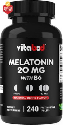 Melatonin 20 Mg - 240 Fast Dissolve Tablets - Drug Free - Natural Berry Flavor -