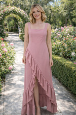 Lulus Size M Immaculate Excellence Pink Sleeveless Ruffled Tulip Maxi Dress