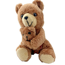 VTG Dakin Teddy Bear Plush 1977 Brown Stuffed Toy Mama Bear Holding Baby Bear