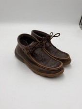 Twisted X Driving Moc Chukka Boots Brown Embossed Leather Size 5.5M WDM0079
