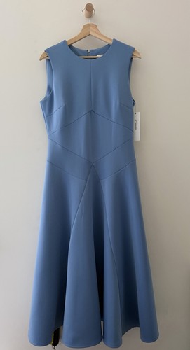 Calvin Klein Sleeveless Blue Midi Dress with Flared Hem