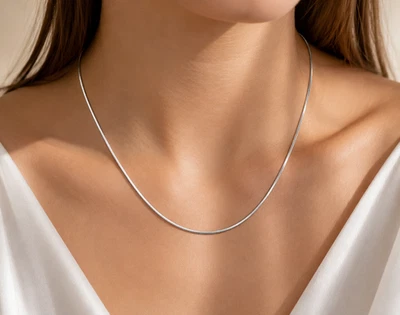 Echt 925 Sterling Silber Schlangenkette 1,1 mm Frauen Männer Kinder 45cm - Bild 1 von 3