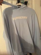 BURBERRY POULTER LOGO HOODIE PALE BLUE SIZE L