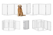Vantas 160" x 32" Foldable Freestanding Extra Wide Dog Gate with Door,White ...