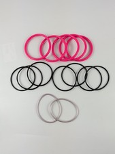 Vintage Rubber Jelly Hard Plastic Bangle Bracelets Black Hot Pink Metallic