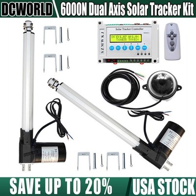 LCD 6000N Solar Tracker Dual Axis Kits - 2PCS 12'' Linear Actuators W/ Controller