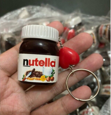 Mini Nutella Hazelnut Chocolate Spread Jar Novelty Keychain Keyring 1.5'' Resin