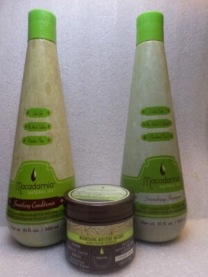 MACADAMIA NATURAL OIL SMOOTHING SHAMPOO & CONDITIONER 10 OZ EACH +MASQUE 2OZ