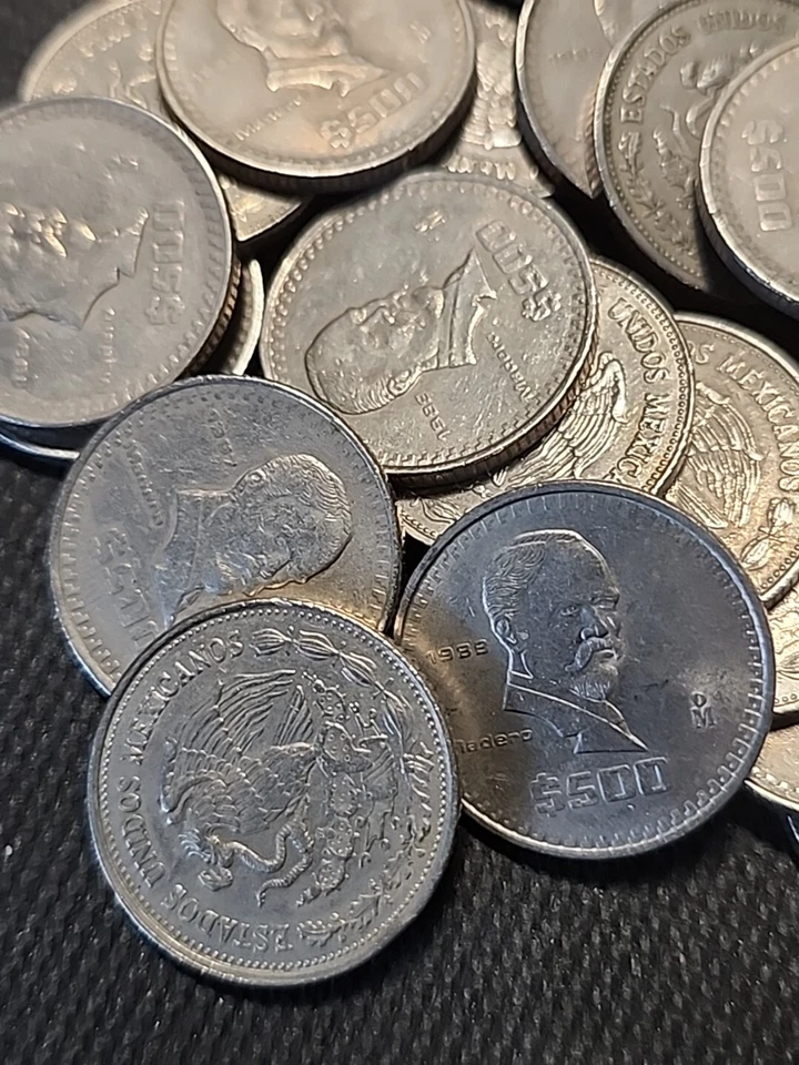 MEXICO $500 Pesos coin, vintage Mexican Peso "Madero" (1986-1992 type) K194 - Image 2 of 4