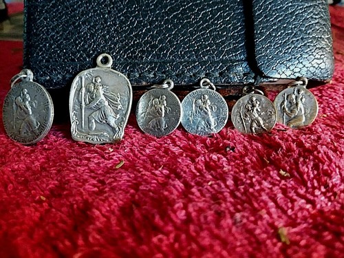 ANTIQUE COLLECTION S/P C.1930 ST. CHRISTOPHER TRAVELER PENDENTS W/ BAILS EX COND - 第 5/5 張圖片