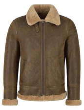 Men B3 Shearling Sheepskin Leather Jacket Rust Antique Fur Bomber Flying NV-65