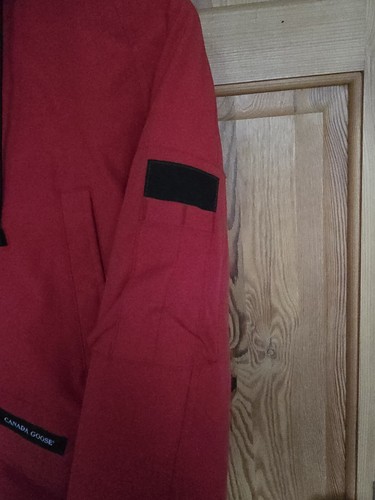 Womens Canada Goose Red Chilliwack Bomber Coat Size M Genuine Duck Down Fur Trim - Afbeelding 8 van 19