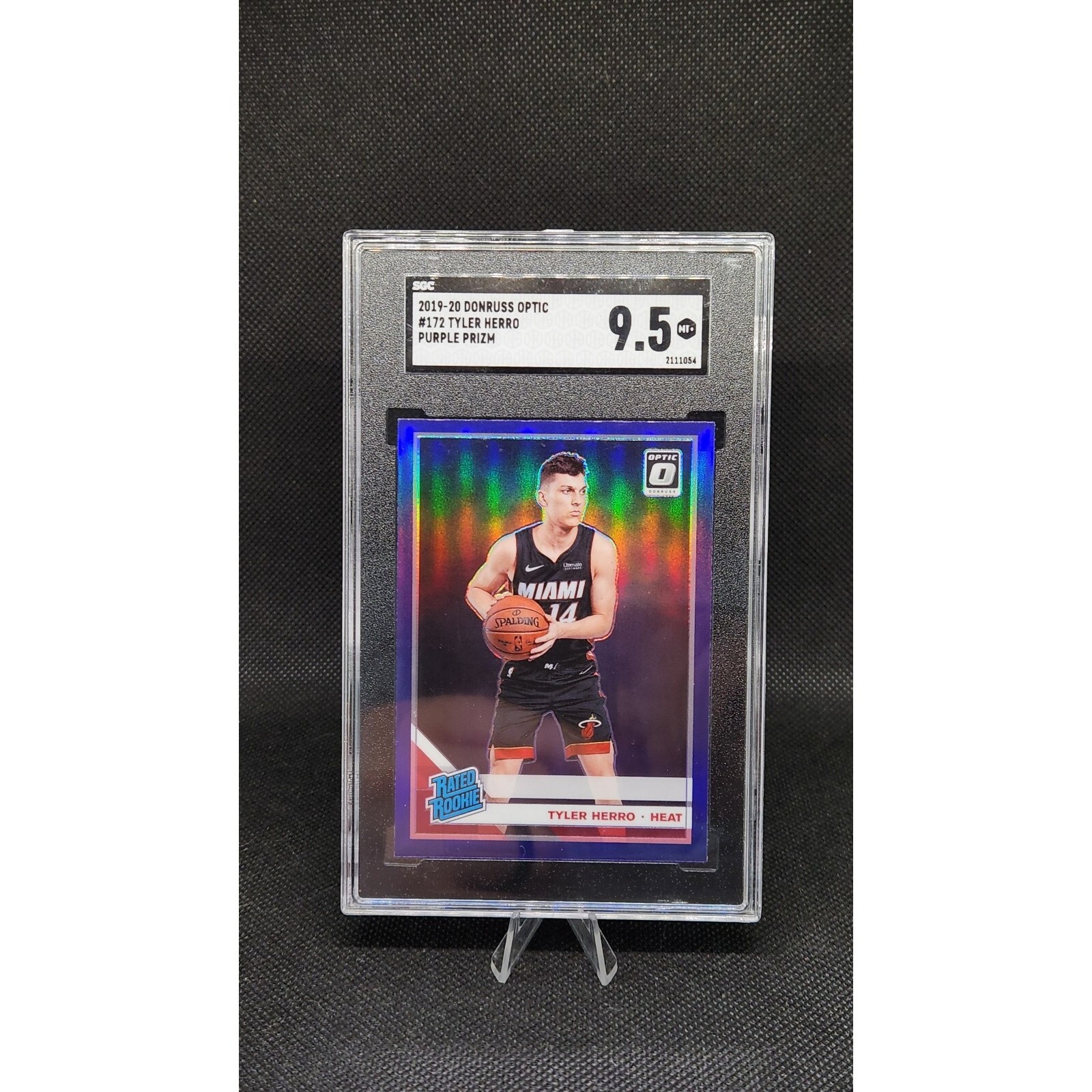 2019 Tyler Herro SGC 9.5 Donruss Optic Purple Holo Prizm #172 RC Rookie Heat