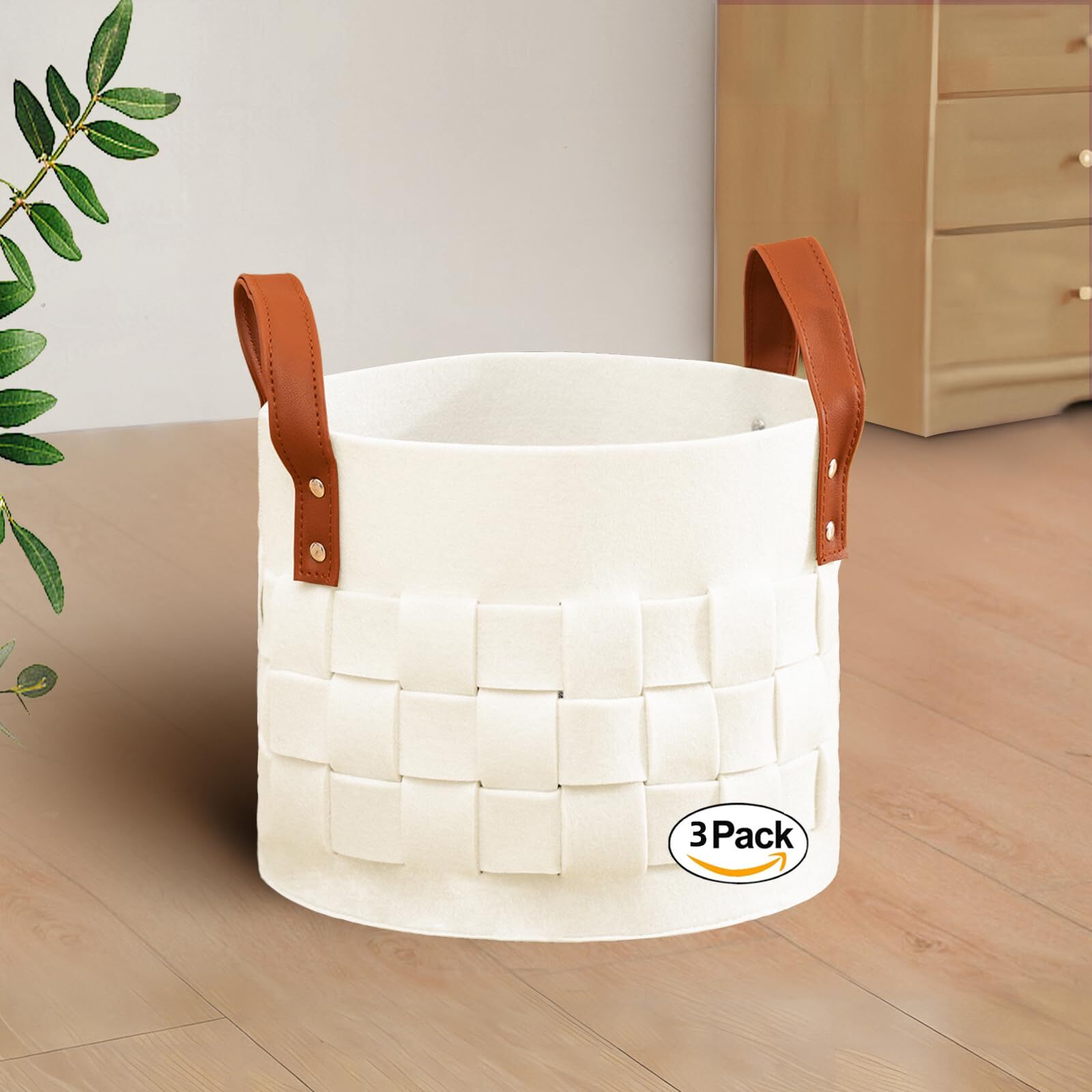 Storage Baskets for Shelves 3 Pack, Medium 11