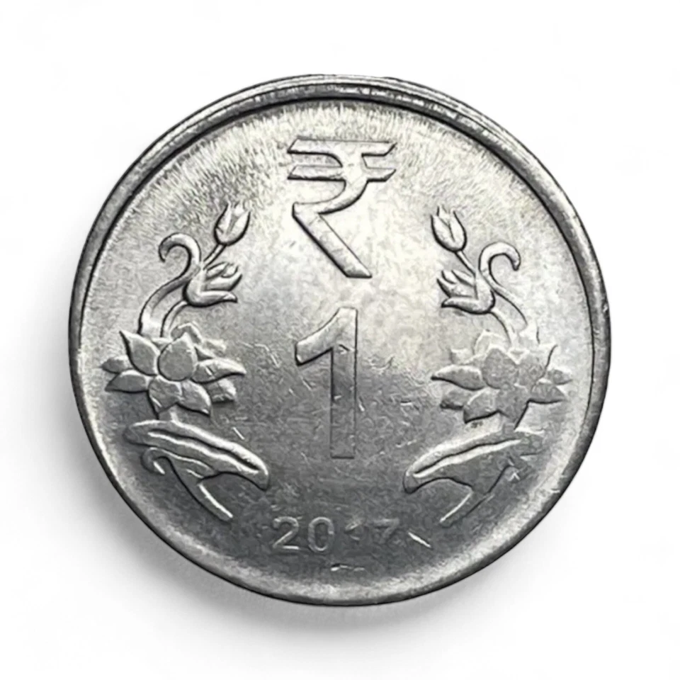 2017 No Mint Republic Of India 1 Rupee ASHOKA PILLAR LION CAPITAL Lotus Flowers - Image 3 of 4