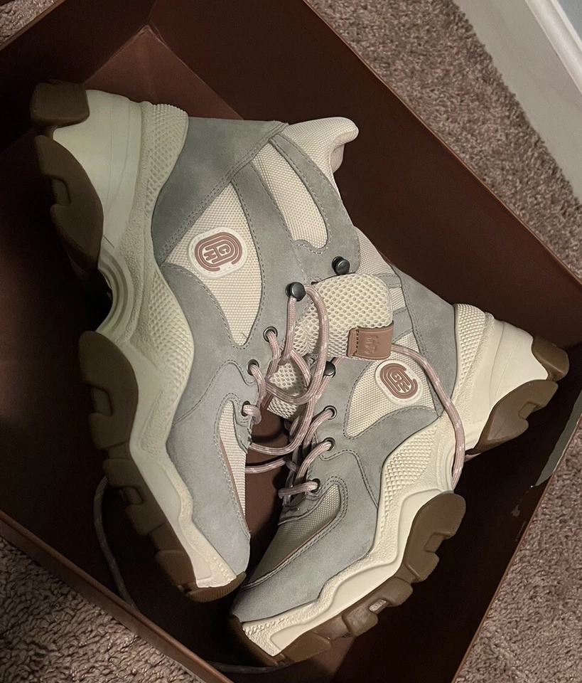 Zapatillas de Senderista Coach C265 Corte Alto Plataforma Talla 9B Gris Claro/Rosa G4317 Foto 2 de 4