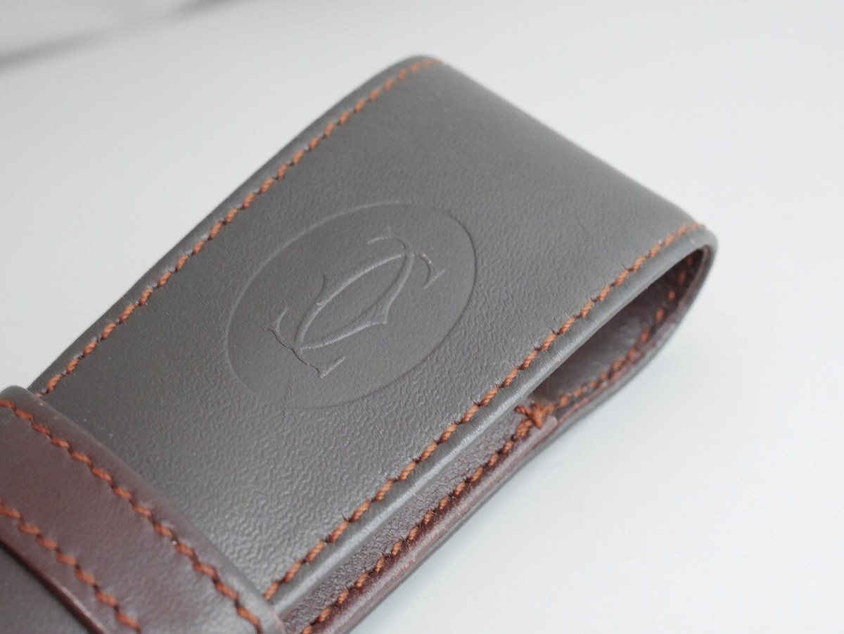 Cartier ペンケース Cartier Pen Pouch Case Bordeaux (for 2 slim pens)(used) FREE