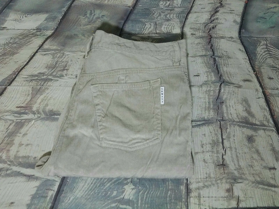 Pantalones informales Armani Collezioni ITALIA gris frente plano pierna recta pana talla 8