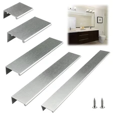 Brushed Nickel Finger Edge Pull Cabinet Door handle Bar Back Mount Drawer