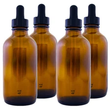 4 fl oz Amber Glass Bottle w/ Glass Dropper - Multi-packs with FREE SHIPPING!