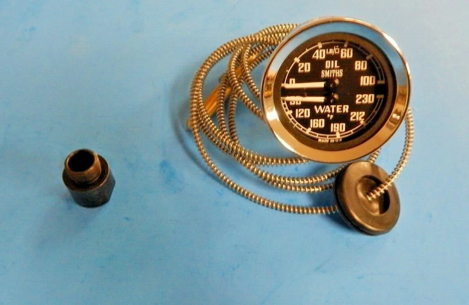 Nuevo medidor de aceite Smiths doble temperatura del agua Triumph Spitfire con adaptador + kit de instalación Foto 3 de 4