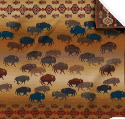 NEW PENDLETON WOOL PRAIRIE RUSH HOUR BUFFALO THROW BLANKET ONE SIZE USA 64 x 64 