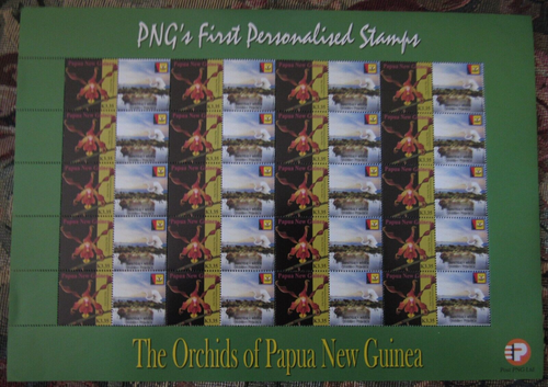 PAPAU NEW GUINEA FULLSHEET 2007 PERSONALISED ORCHID K3.35 STAMPS LOT F1 CV $146+