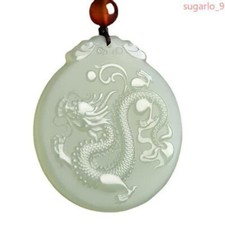 Chinese Natural Hetian Jade Dragon Pendant Necklace Jewelry