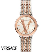 Versace VEHC00519 Virtus white silver rose gold Stainl. Steel Women's Watch NEW