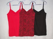JR Womens Ribbed Cami Tank Top LOT OF 3 Size XL 15-17 Red ZEBRA Black