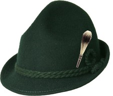 Traditional Hat Wool Hat for Kids with Pin Badger Beard Green