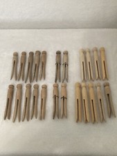 Vintage Wooden Clothes Pins Lot of 23 Round Head Flat Top Approximate 4"
