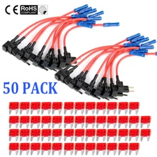 50 Pack 12V 10Amp Car Add-a-circuit Fuse TAP Adapter Kit Mini ATM APM Blade Fuse