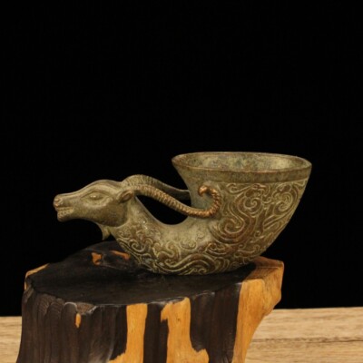 New Copper Sheep Head Statue CupDelicate   Chinese Handmade