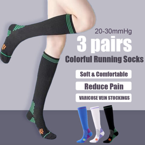 Compression Socks Stockings 20-30 Mmhg Running Nurse Knee High Sports Socks US - Picture 3 of 15