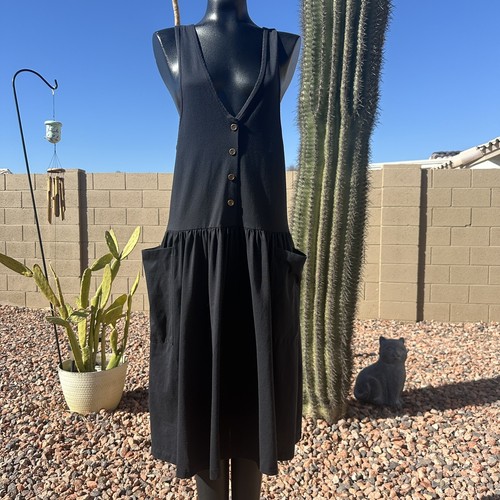 Vintage Avon Fashions 80s Black Racerback Midi Dress Size Small