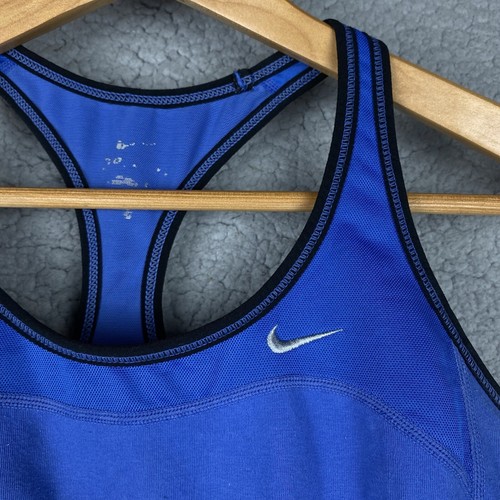Nike Dri-Fit Swoosh Blue Padded Racerback Sports Bra Tank Top Size Medium - Picture 4 of 11