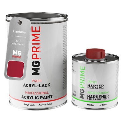 Pantone 201C Red seidenmatt Acryl Lack 1,5 Liter 1500 ml Dose inkl. Härter