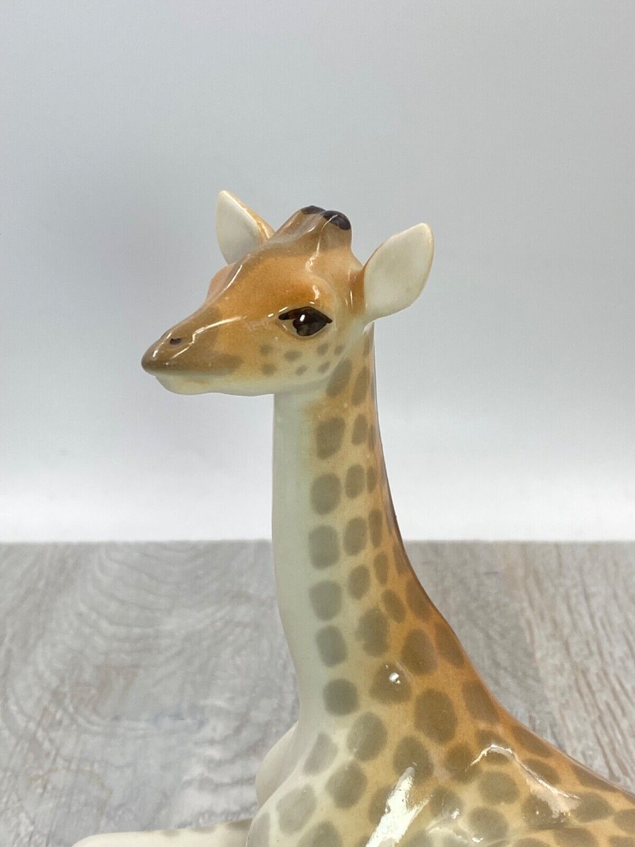Vintage Figurine Sitting Giraffe LFZ Lomonosov Porcelain Soviet