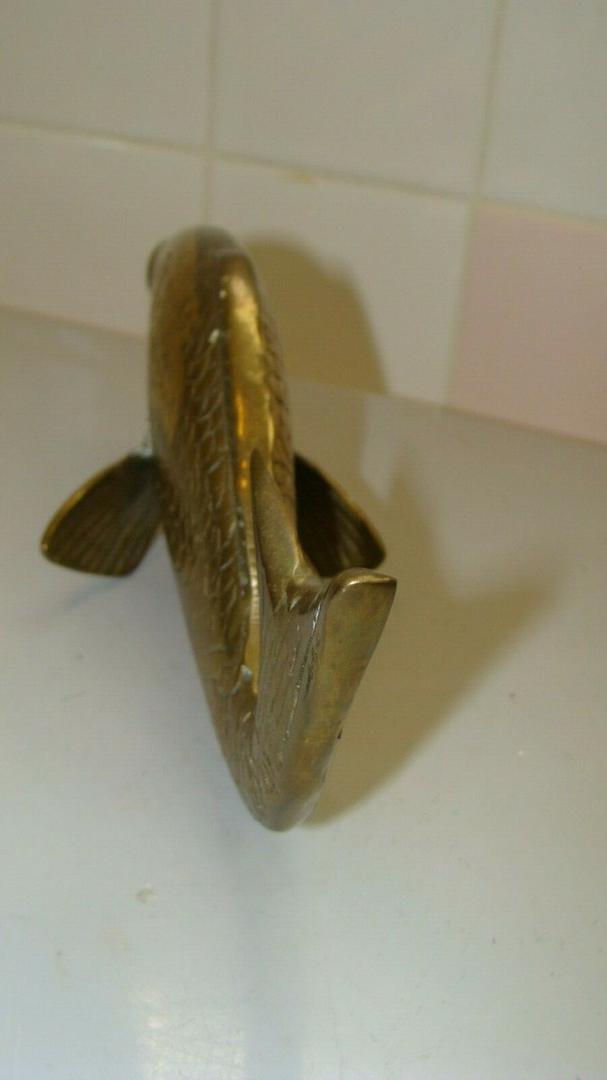 Vintage Brass Koi Fish with Mouth Open Figurine 8.5